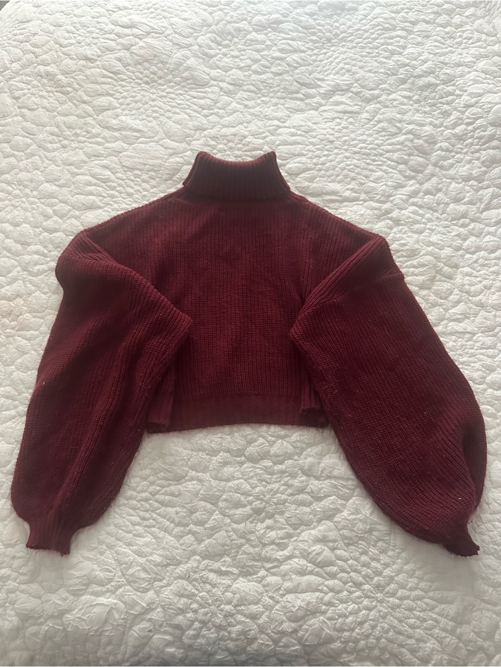 Zaful Burgundy Cropped Turtleneck Sweater